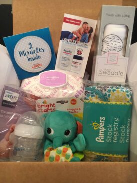 preview of items included in amazon baby welcome box freebie