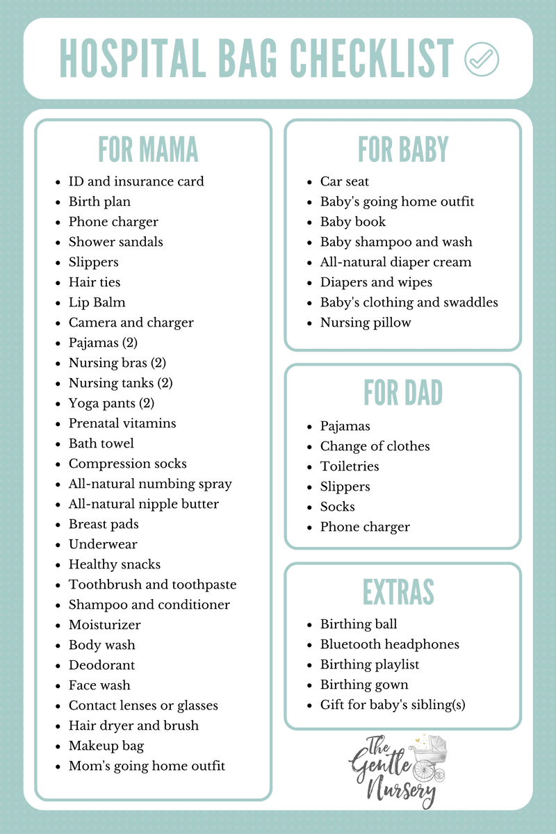 Printable Maternity Hospital Bag Checklist - Printable Word Searches