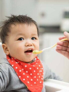 picture of baby being fed solid foods