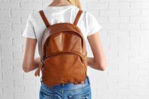 brown leather diaper bag backpack