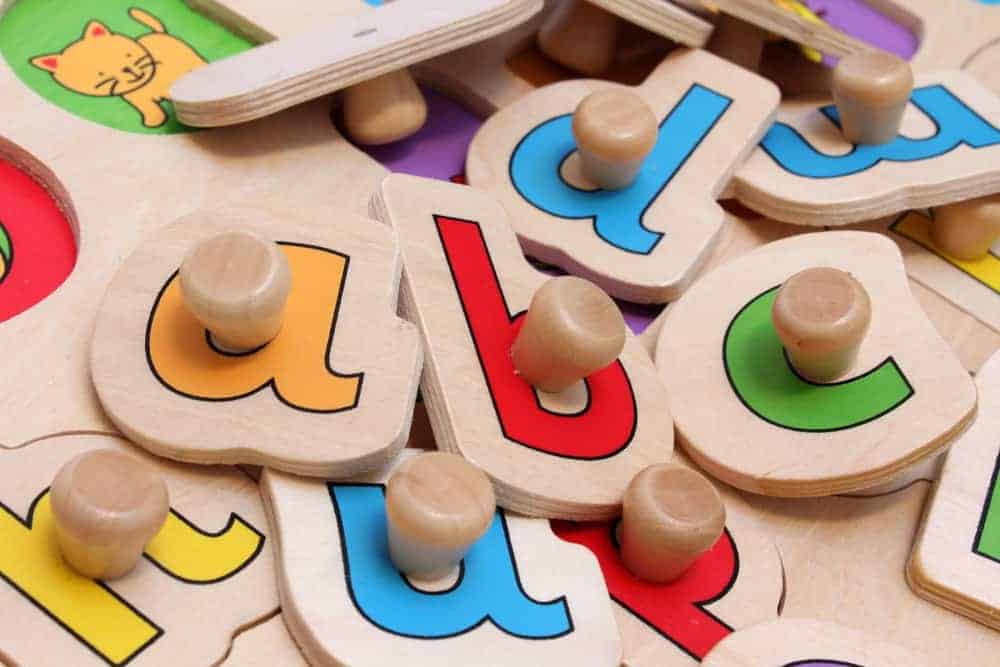 wooden alphabet puzzle pieces for two year old gift idea