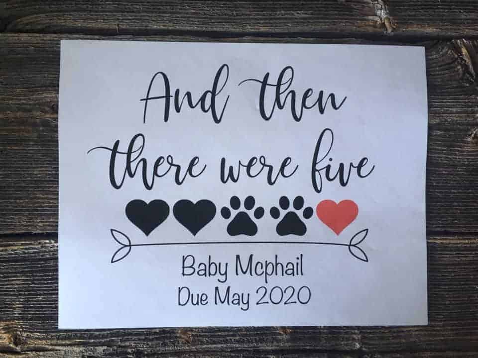 AND THEN THERE WERE FIVE, Printable Pregnancy Announcement