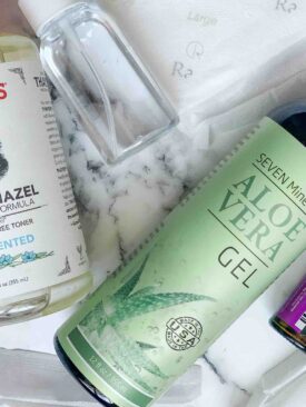 witch hazel, aloe vera gel, pads to make homemade postpartum cold packs