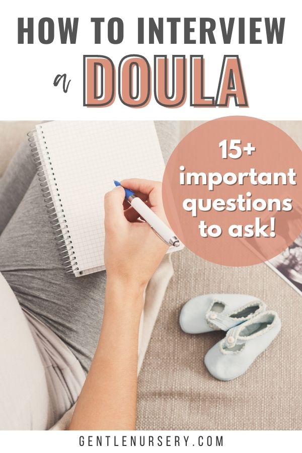 woman holding notebook and pen to write interview questions to ask a doula