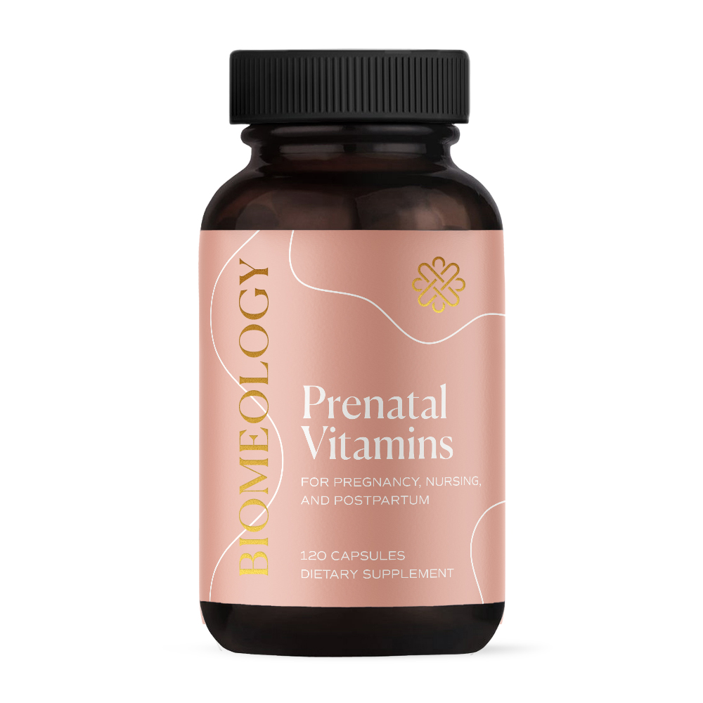 bottle of biomeology prenatal vitamins