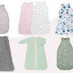 collage image of organic baby sleep sacks and wearable blankets